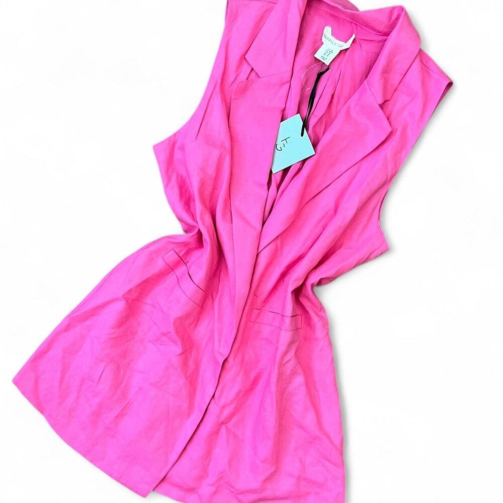 New With Tags hot pink midi long length sleeveless blazer